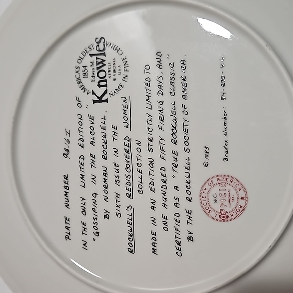 Edwin M Knowles China Gossiping in the Alcove Norman Rockwell Porcelain Plate - Picture 5 of 7